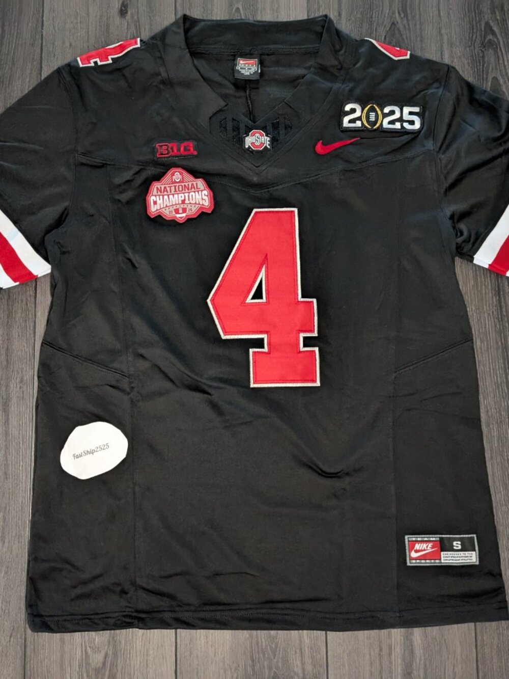 Jeremiah Smith #4 Ohio Buckeyes 2025 BLACKOUT Natty Champs Men's Jersey - Picture 7 of 8